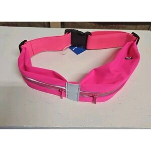 Pink Zippered Joggers Running Belt With 2 Zip Pouches, Reflective, Adjustable